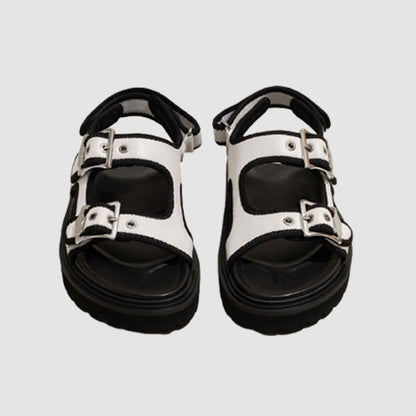 Chunky Sole Buckle Two Strap Sandals