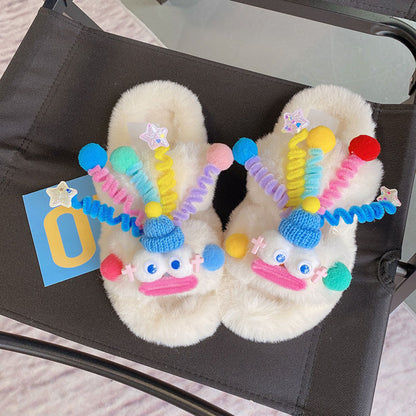 Clown Shaped Fluffy Slippers