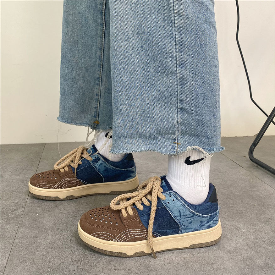 Denim Fabric Skate Shoes