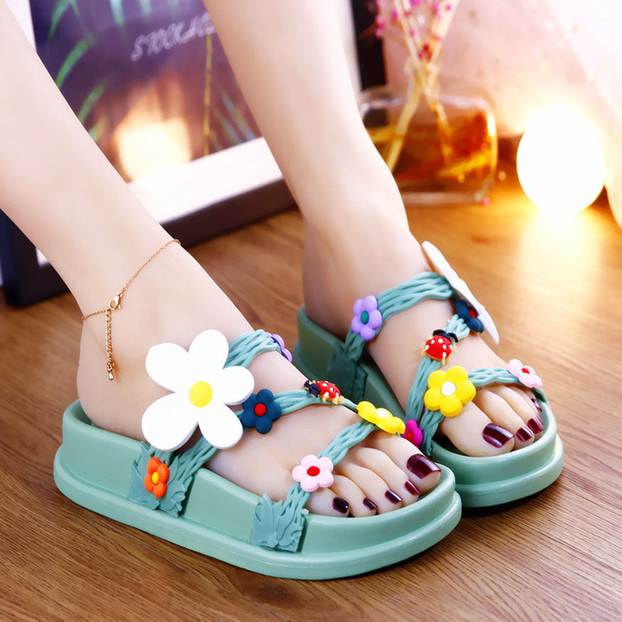 Ladybugs & Flower Decor Sandals