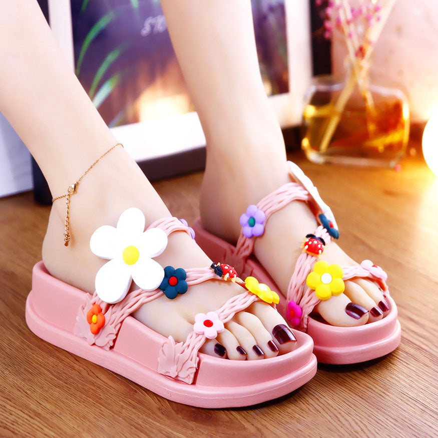 Ladybugs & Flower Decor Sandals