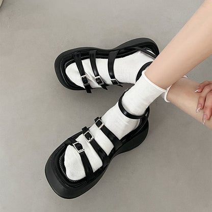 Buckle Multi-Strap Platform Sandals