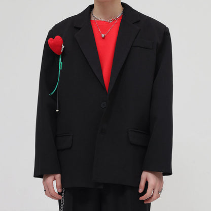 Heart Shape Flower Decor Blazer