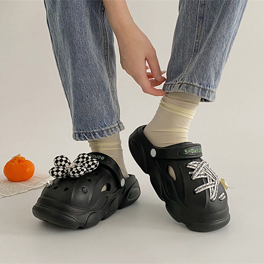 Stylish Checkerboard Floral DIY Garden Clog