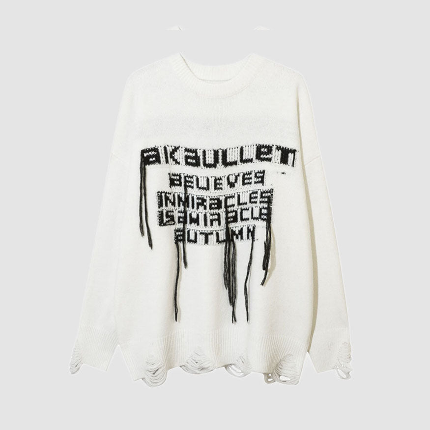 Tassel Word Design Sweater