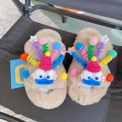 Clown Shaped Fluffy Slippers