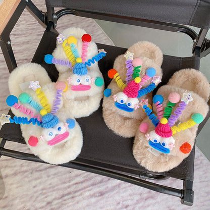 Clown Shaped Fluffy Slippers