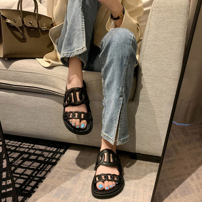 Chic Hollow Out Double Strap Sandals