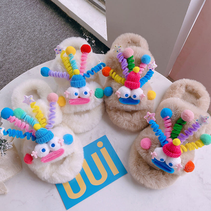 Clown Shaped Fluffy Slippers