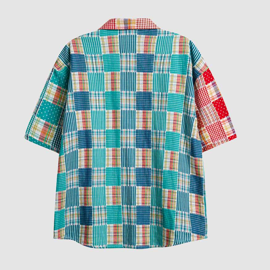 Plaid Panel Loose Shirt