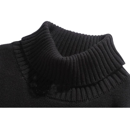 Solid Color High Neck Knit Pullover