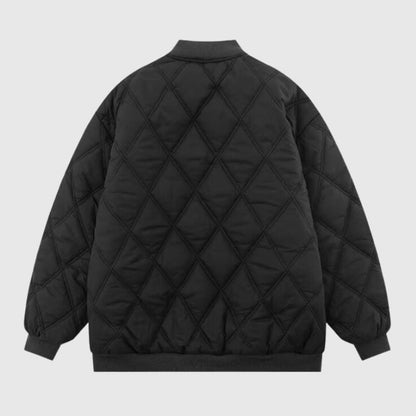 Diamond Pattern Vintage Baseball Jacket