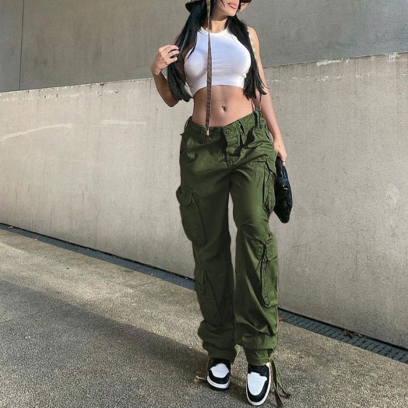 Vintage Wide Leg Cargo Pants