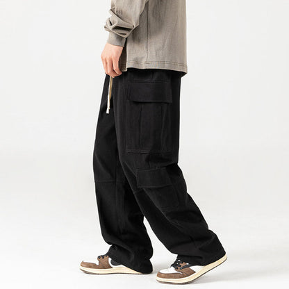 Multi Pocket Patch Solid Color Cargo Pants