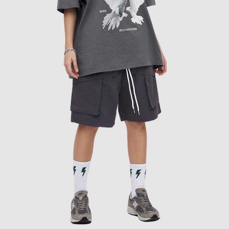 Pocket Patch Drawstring Cargo Shorts