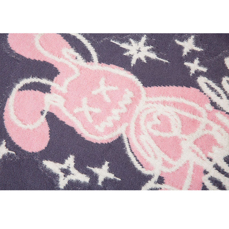 Cartoon Rabbit Pattern Embroidered Pullover