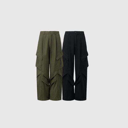 Side Pocket Patch Pleated Cargo Pants