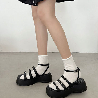 Buckle Multi-Strap Platform Sandals