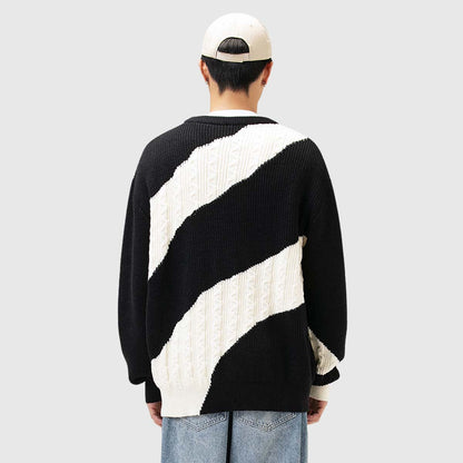 Colorblock Cable Knit Sweater