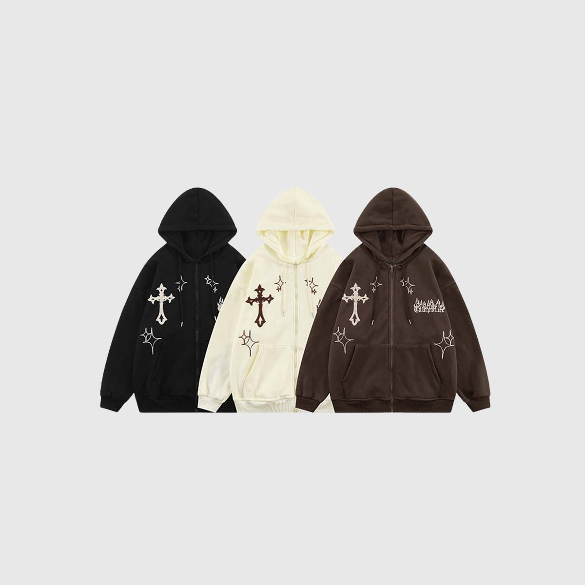 Cross Embroidery Hoodie