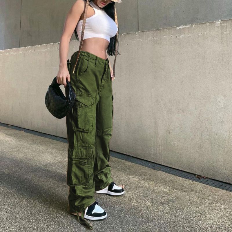 Vintage Wide Leg Cargo Pants