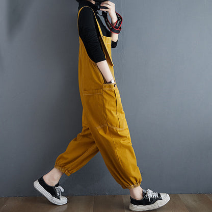 Oversize Button Casual Overalls