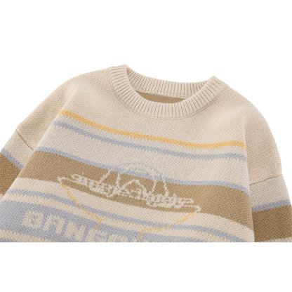 Color-blocked Stripe Knit Pullover