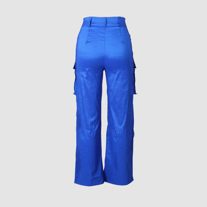 Solid Color Multi-Pocket High Waist Cargo Pants