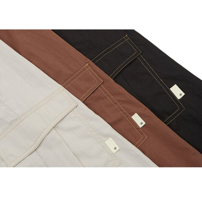 Multi Pocket Patch Solid Color Drawstring Pants