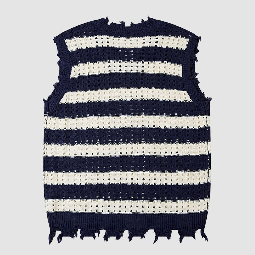 Hollow Out Stripe Vest Sweater