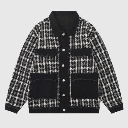 Vintage Plaid Patchwork Edged Jacket