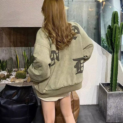 Embroidered Suede Baseball Jacket