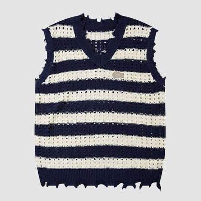 Hollow Out Stripe Vest Sweater