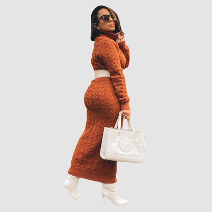 Solid Color Turtleneck Knit Dresses