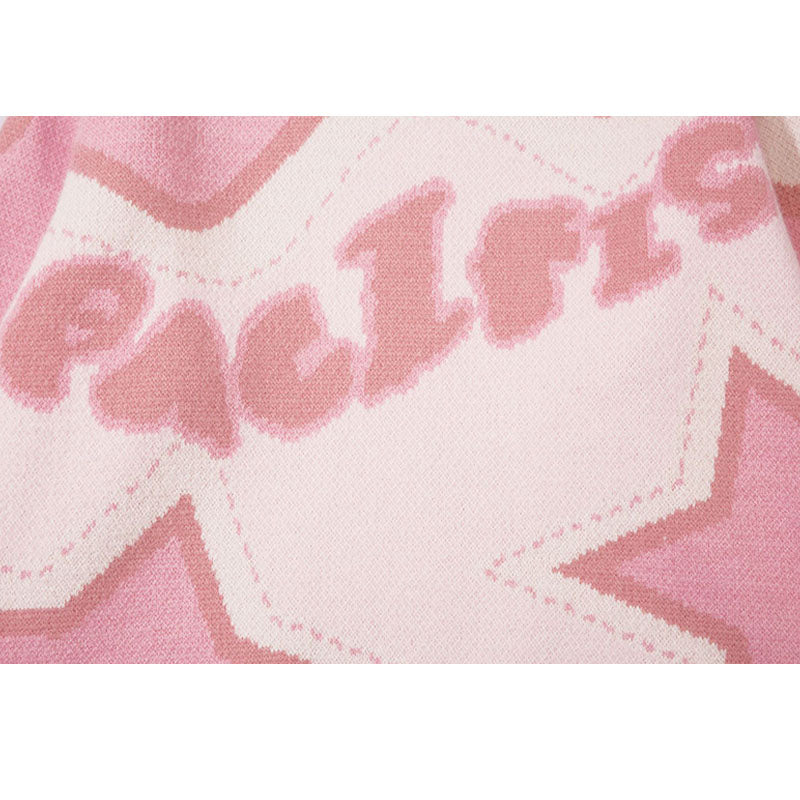 Vintage Star Pattern Jacquard Knit Pullover