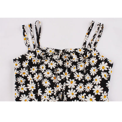 Vintage Daisy Print Cami Strap Dress