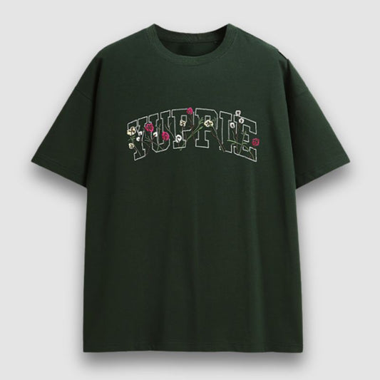 Flower Embroidered Design Tee