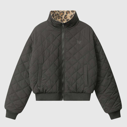 Reversible Quilted Leopard Print Jacket