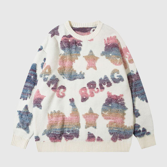 Colorful Dinosaur Jacquard Pullover