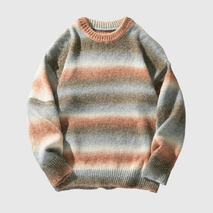 Vibrant Transition Stripe Knit Pullover