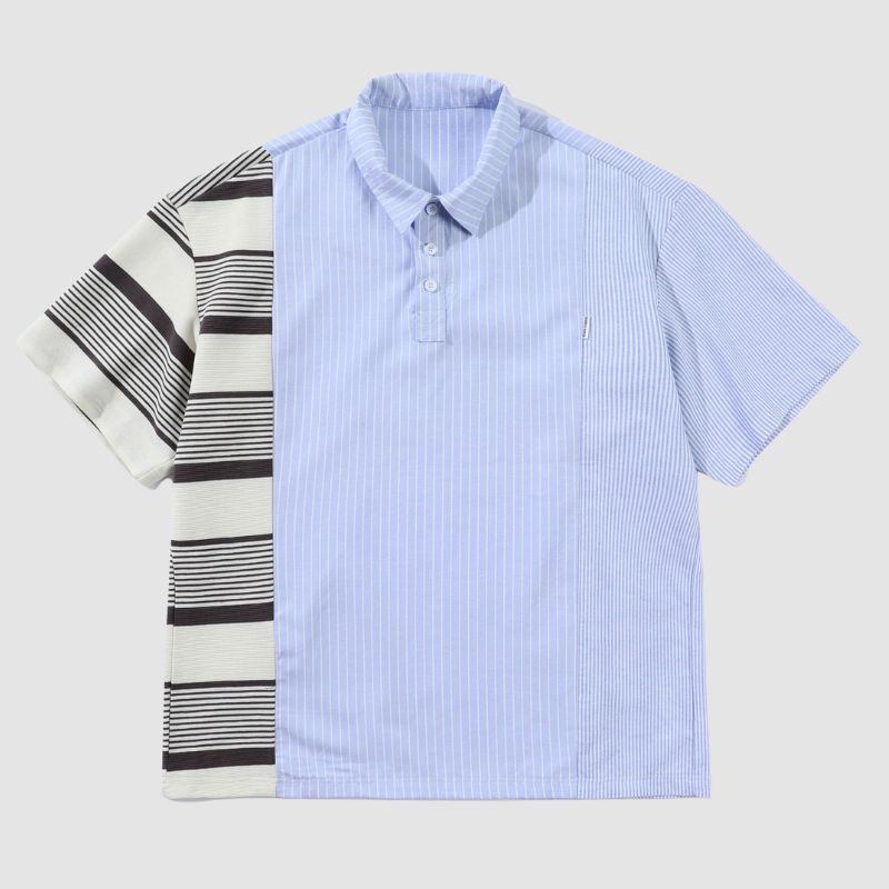 Contrast Stripe Patchwork Shirts