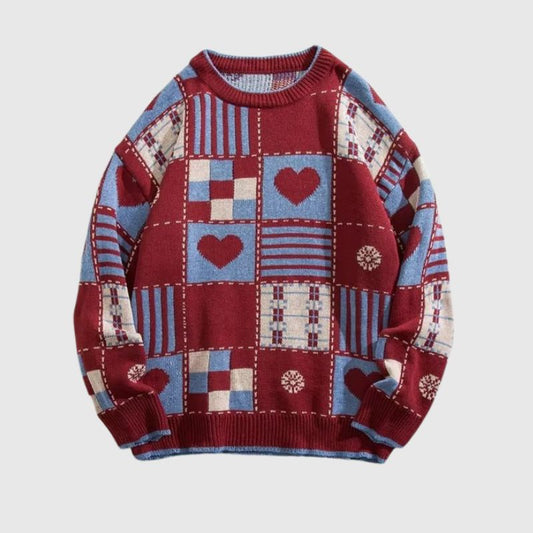 Heart embroidered knitted sweater