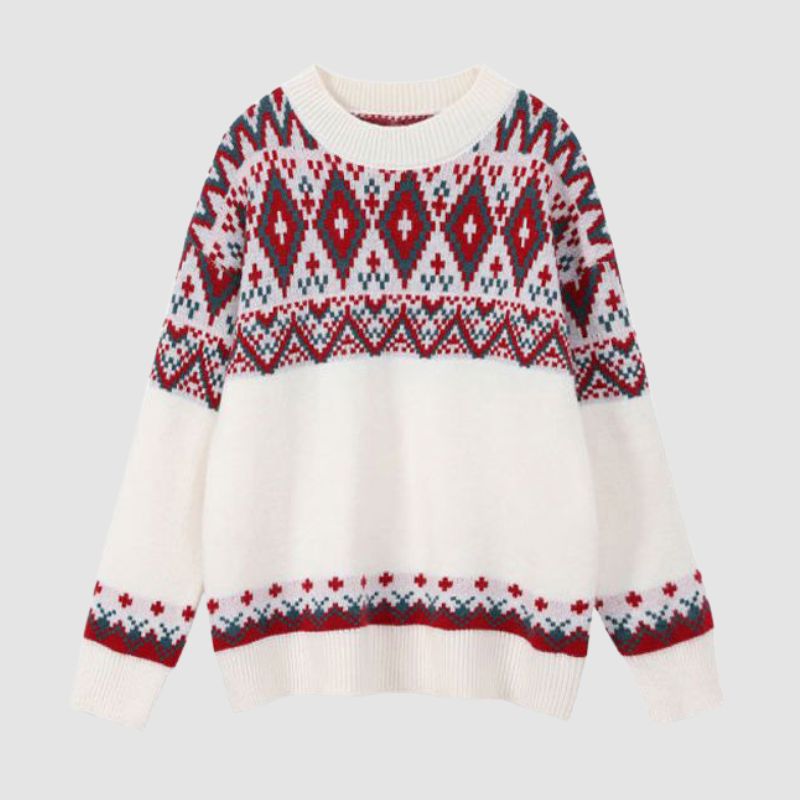 Argyle Pattern Jacquard Sweater