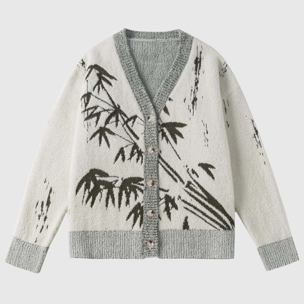 Oriental Bamboo Print Cardigan