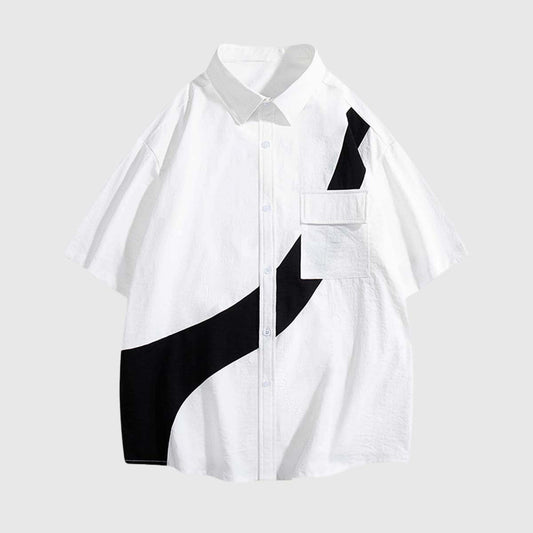 Abstract Contrast Panel Shirt