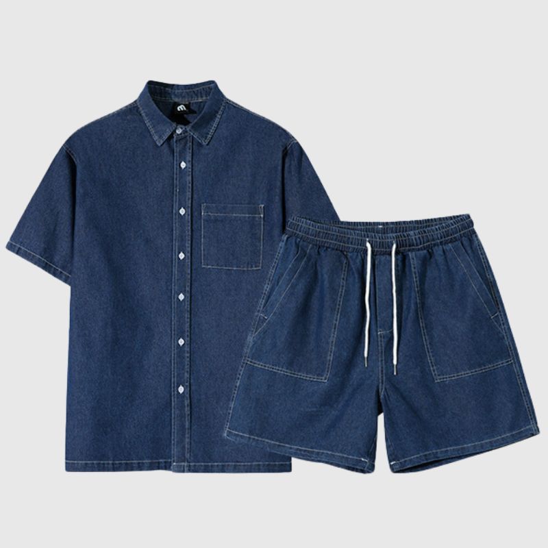 Casual Denim Shirt Set