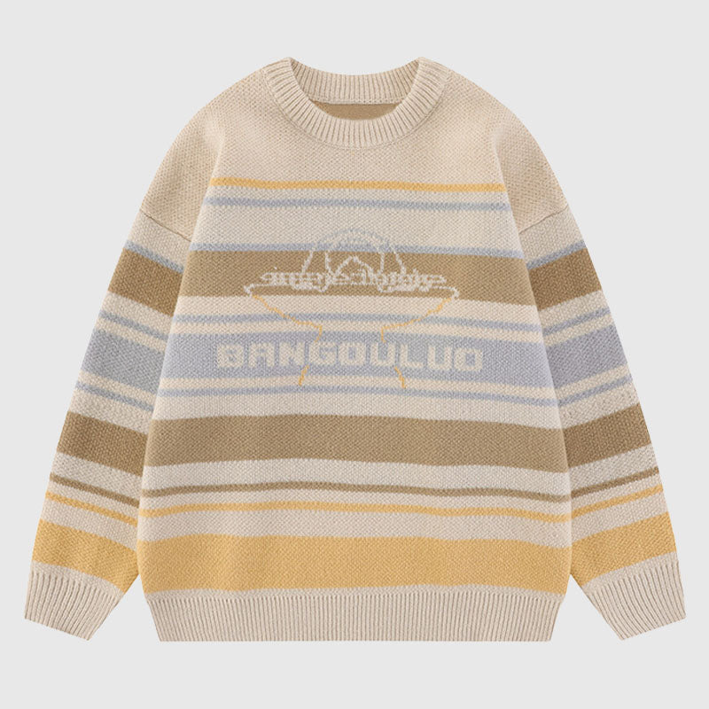 Color-blocked Stripe Knit Pullover