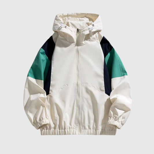 Vintage Color-Block Hooded Work Jacket