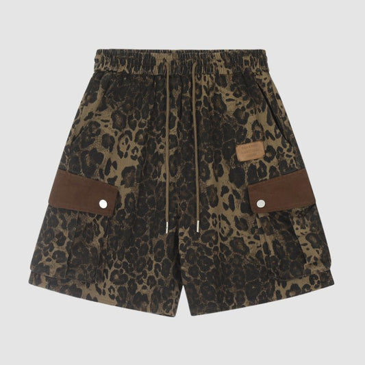 Leopard Print Drawstring Shorts