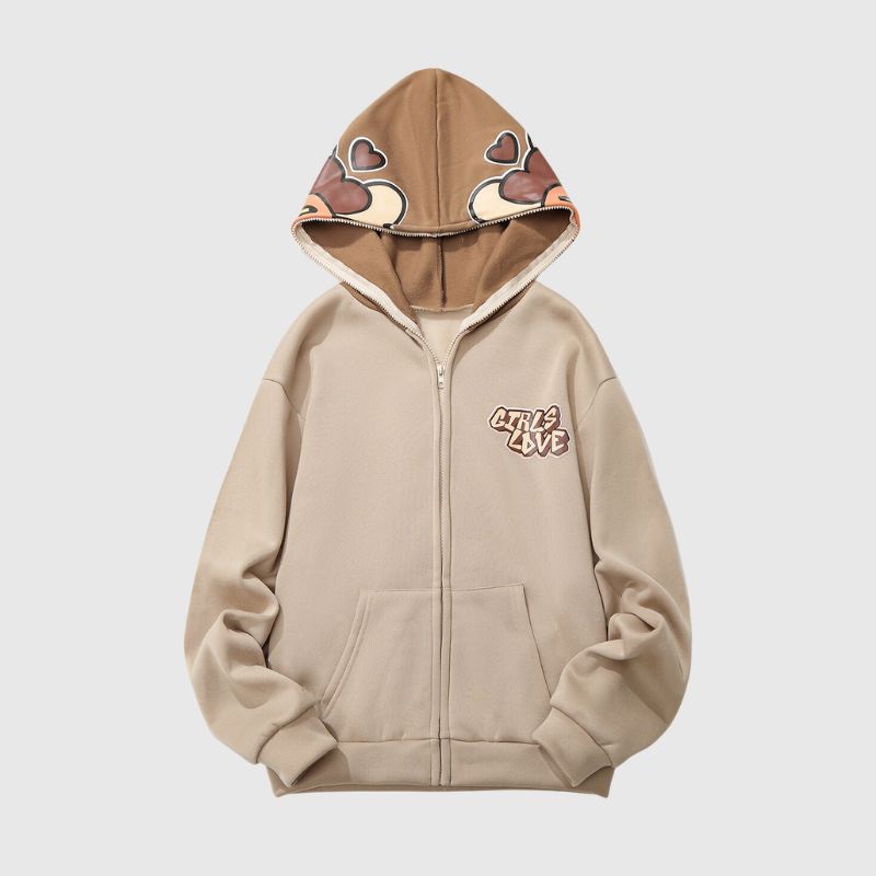 Cartoon Pattern Printed Fleece-lined Hoodies